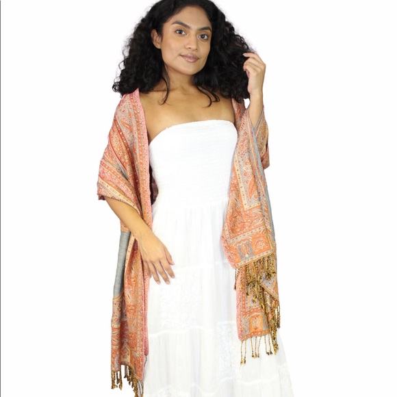 ELEGANT SILK JACQUARD STOLE - Picture 7 of 9